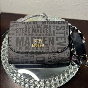 Steve Madden Black Wallet with Gold Accents
